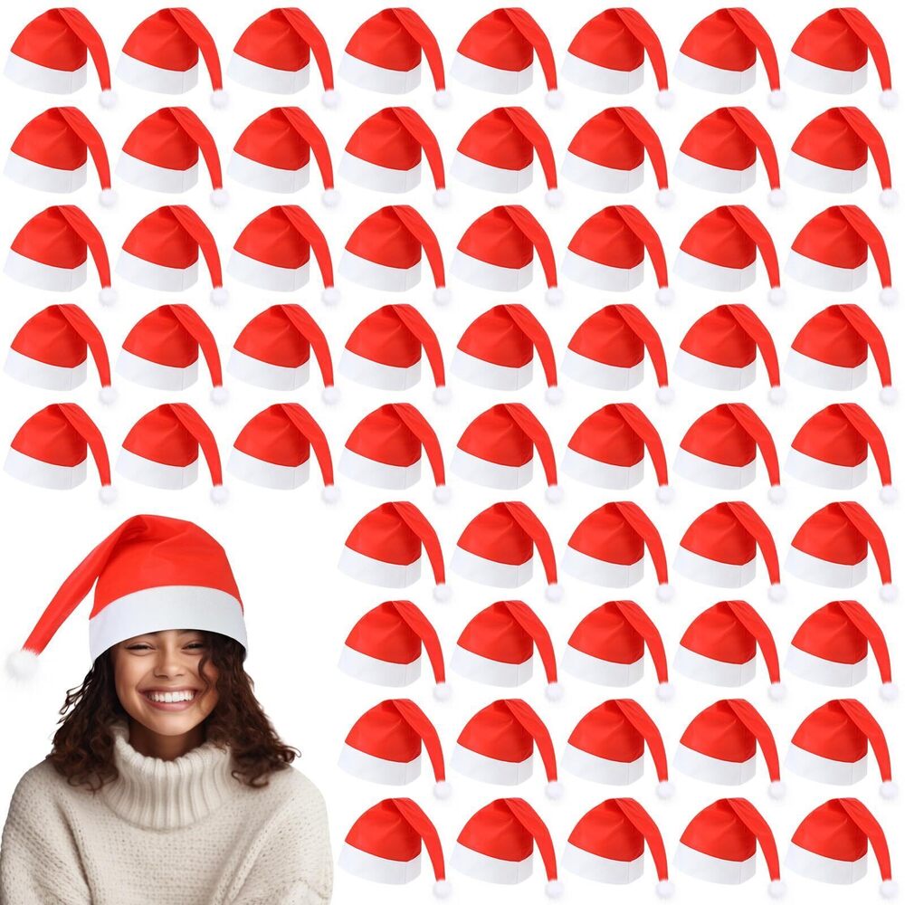 7075 150 Pcs Christmas Hat Fancy Dress Santa Hats Non Woven Fabric Cap